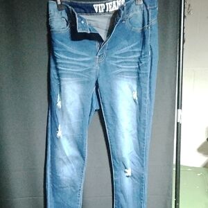 VIP Slim Distressed Blue Jeans